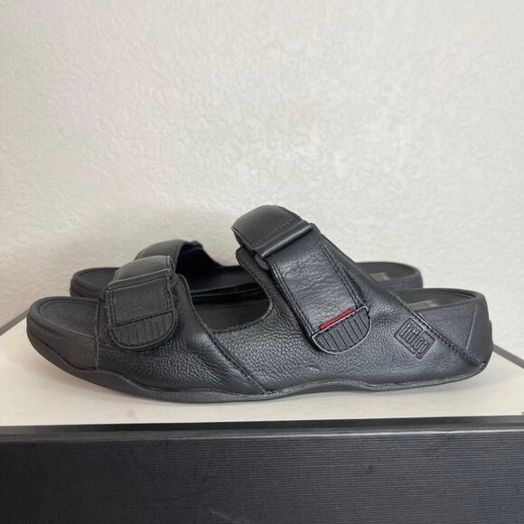 FITFLOP Gogh Moc Sandals Black Leather Adjustable Strap Slide Slip On‎ Mens 9 US main image 12